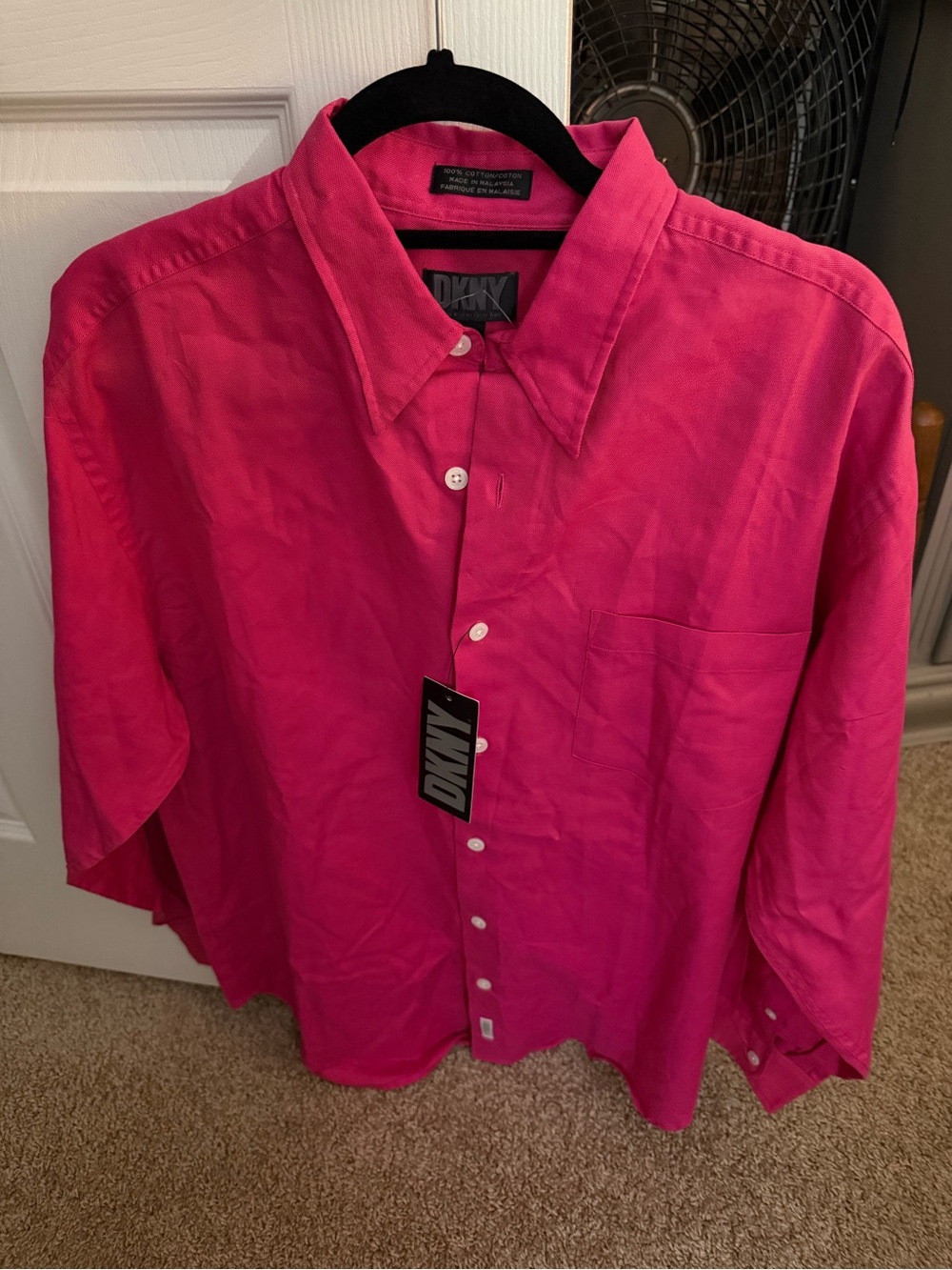 DKNY Men’s Button-Down Shirt in Hot Pink